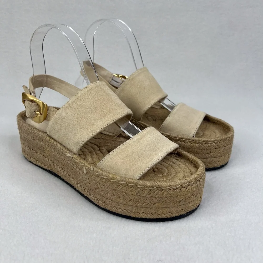Rag & Bone Brown Odyssey Suede Espadrille Wedge Sandal Size 38 US 8